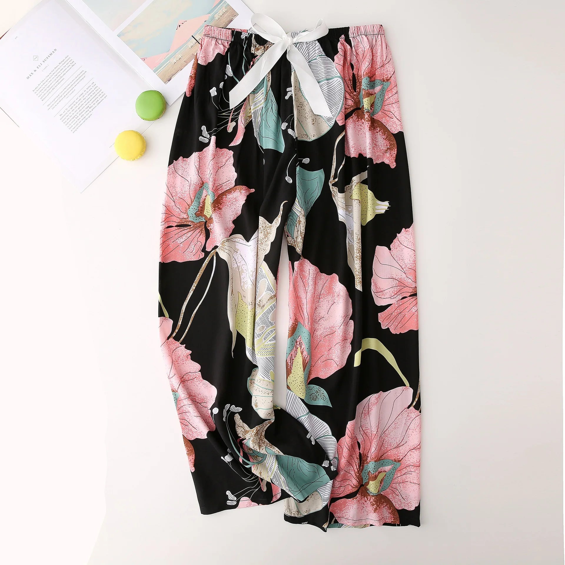 Casual Cute Women Loose Pajama Pants Summer Autumn Lounge Trousers Print Bottoms Stretch Waist Drawstring High Waist Home Pants
