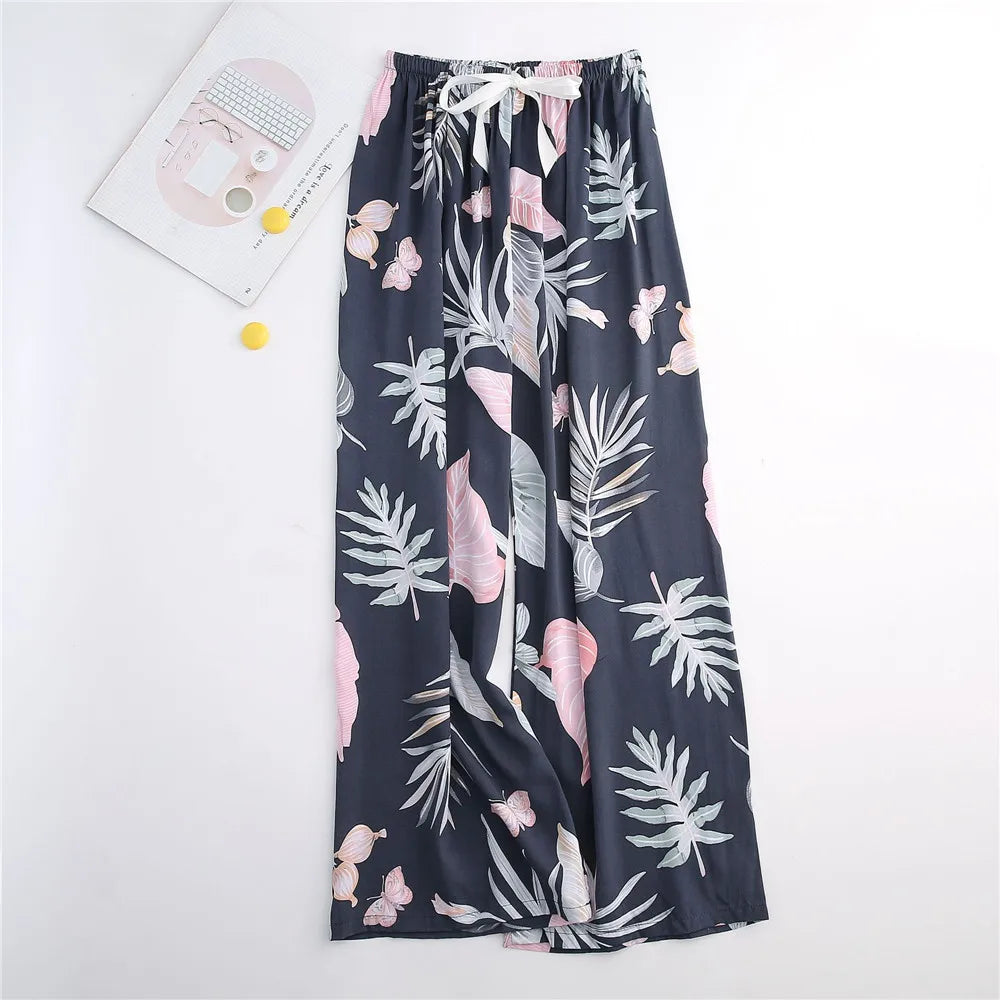 Casual Cute Women Loose Pajama Pants Summer Autumn Lounge Trousers Print Bottoms Stretch Waist Drawstring High Waist Home Pants