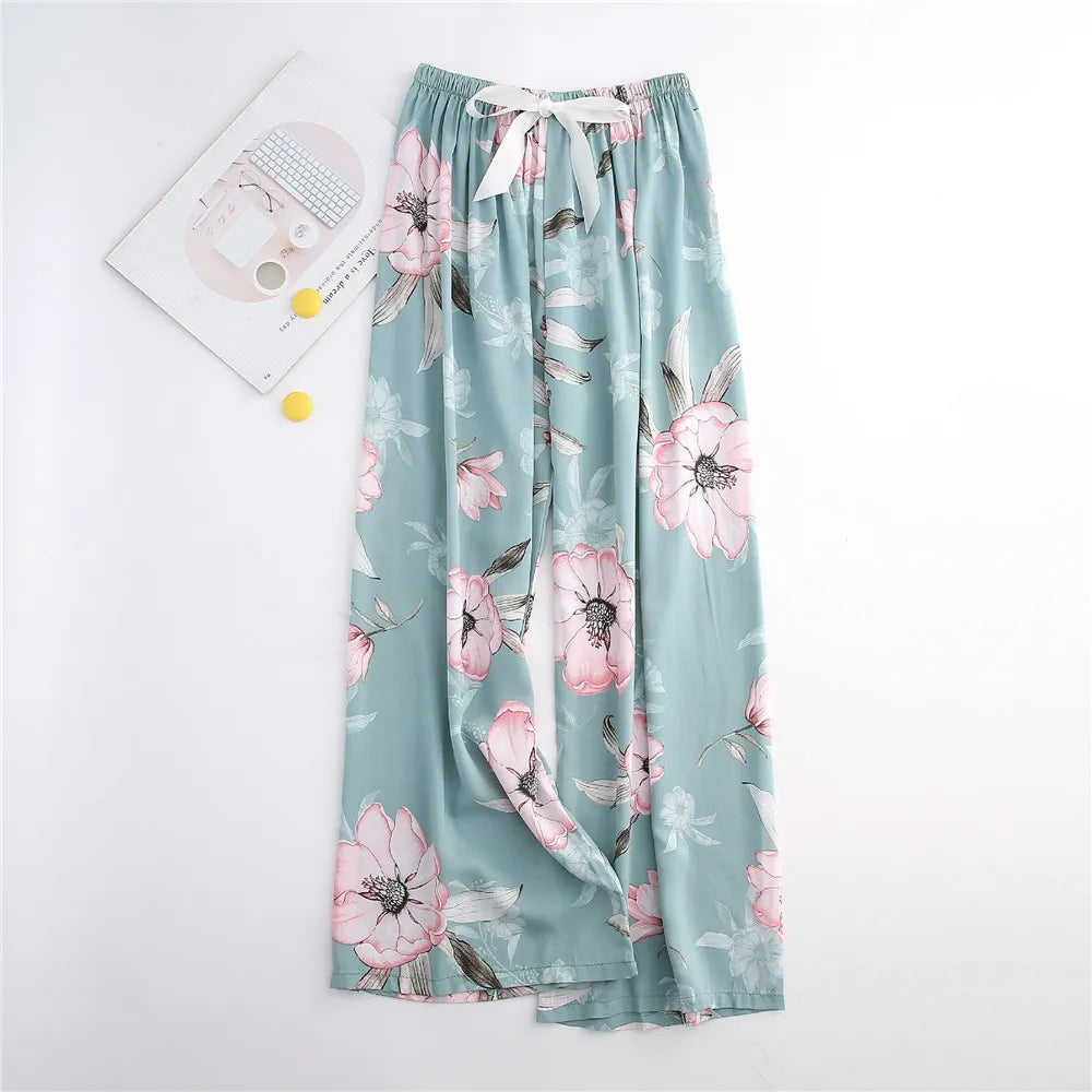Casual Cute Women Loose Pajama Pants Summer Autumn Lounge Trousers Print Bottoms Stretch Waist Drawstring High Waist Home Pants