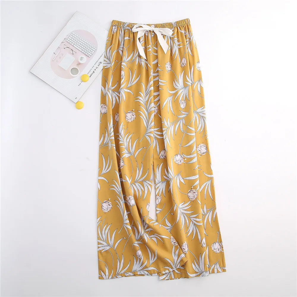 Casual Cute Women Loose Pajama Pants Summer Autumn Lounge Trousers Print Bottoms Stretch Waist Drawstring High Waist Home Pants