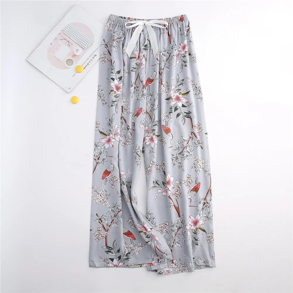 Casual Cute Women Loose Pajama Pants Summer Autumn Lounge Trousers Print Bottoms Stretch Waist Drawstring High Waist Home Pants
