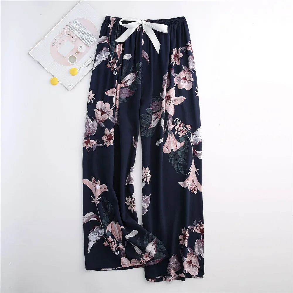 Casual Cute Women Loose Pajama Pants Summer Autumn Lounge Trousers Print Bottoms Stretch Waist Drawstring High Waist Home Pants