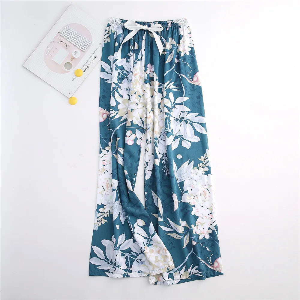Casual Cute Women Loose Pajama Pants Summer Autumn Lounge Trousers Print Bottoms Stretch Waist Drawstring High Waist Home Pants