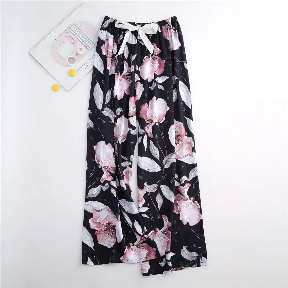 Casual Cute Women Loose Pajama Pants Summer Autumn Lounge Trousers Print Bottoms Stretch Waist Drawstring High Waist Home Pants