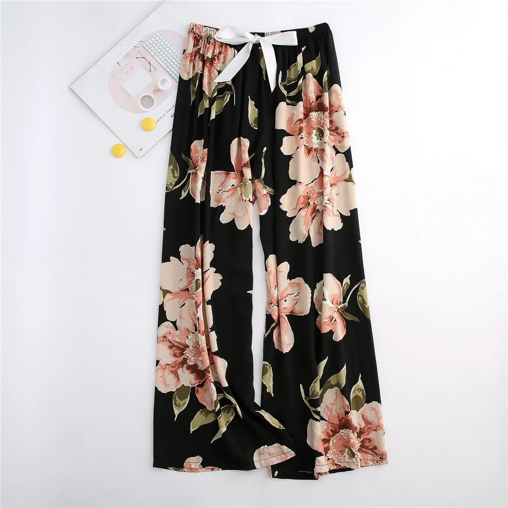 Casual Cute Women Loose Pajama Pants Summer Autumn Lounge Trousers Print Bottoms Stretch Waist Drawstring High Waist Home Pants