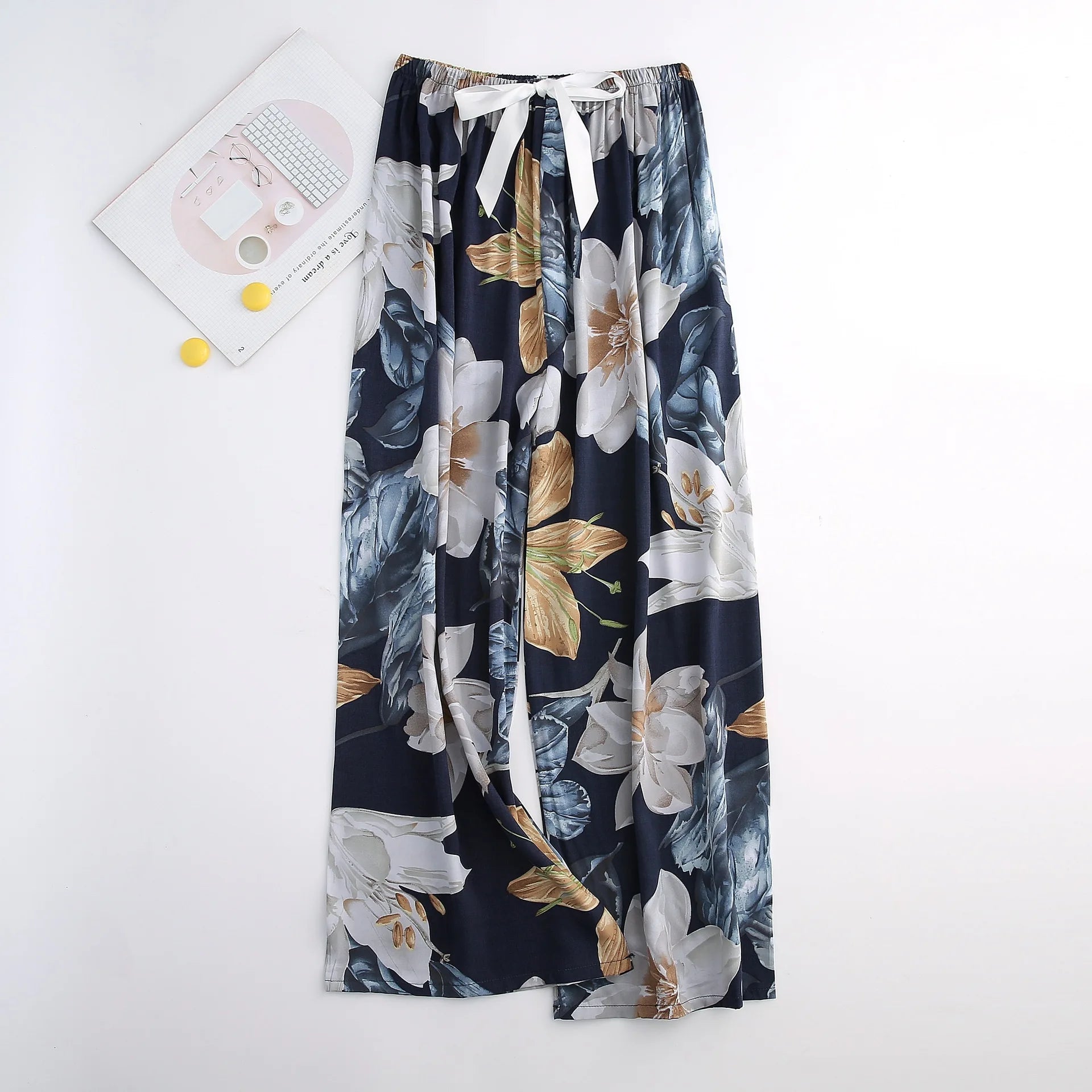 Casual Cute Women Loose Pajama Pants Summer Autumn Lounge Trousers Print Bottoms Stretch Waist Drawstring High Waist Home Pants