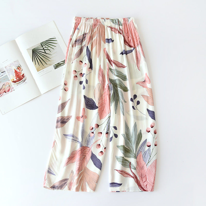 new ladies summer pants thin section soft artificial cotton loose casual home pants can be worn outside