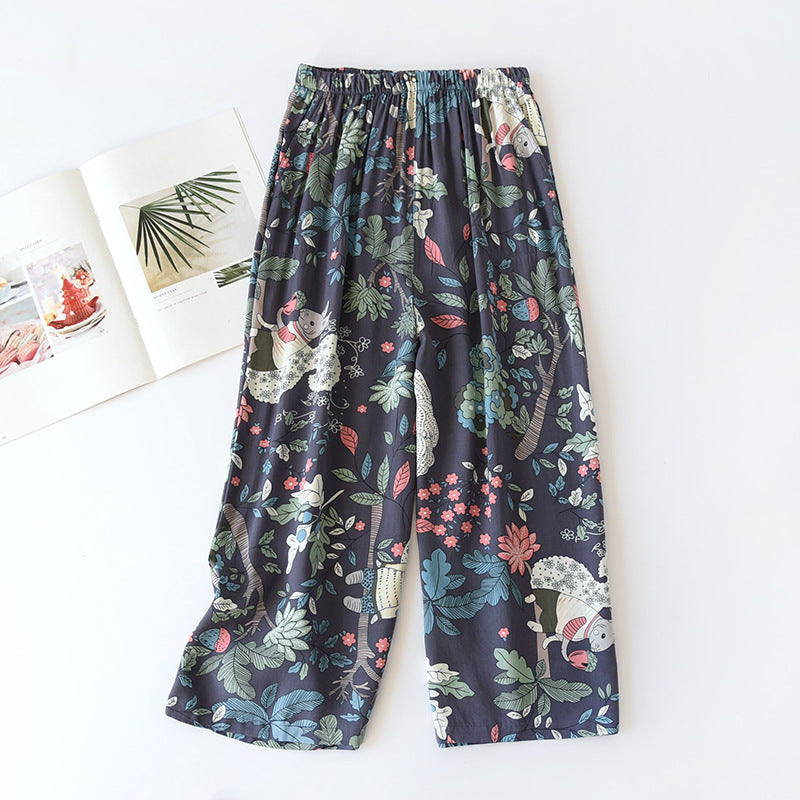 new ladies summer pants thin section soft artificial cotton loose casual home pants can be worn outside