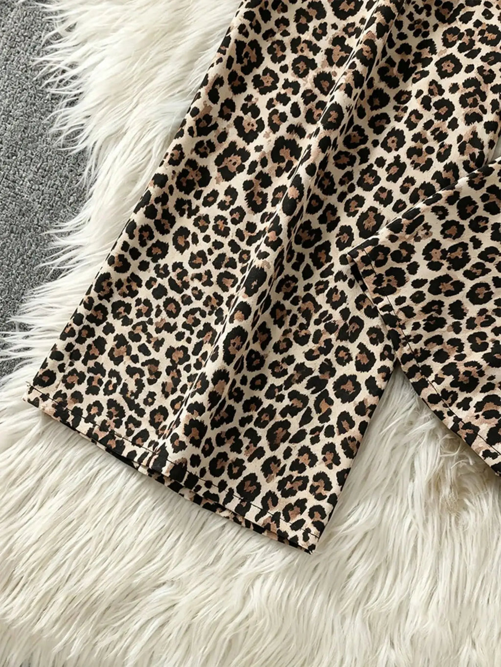 Women Retro Leopard Print Wide Leg Pants Soft Casual Trousers For Home Sleep Travel Beach Vacation Outfit Clothes
