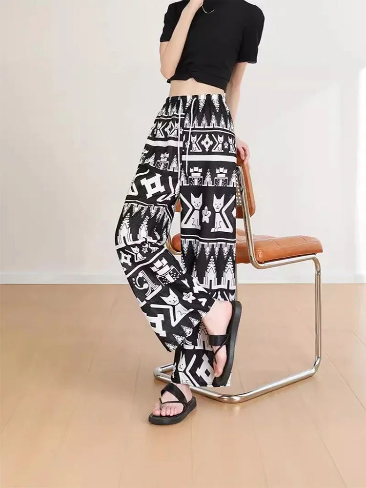 New Cat Wide Leg Pants Casual Pants Women's Trendy Drop Feel Collection Sleepy Pants Pants Home Clothes