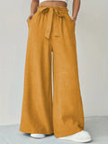 Fashionable comfortable summer versatile solid color high waist slim fit wide leg pants, long pants, women's clothing