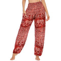 Thai Elephant Print Women Harem Pants Wide Elastic Waist Wide-Leg Trousers Vacation Work Bloomers