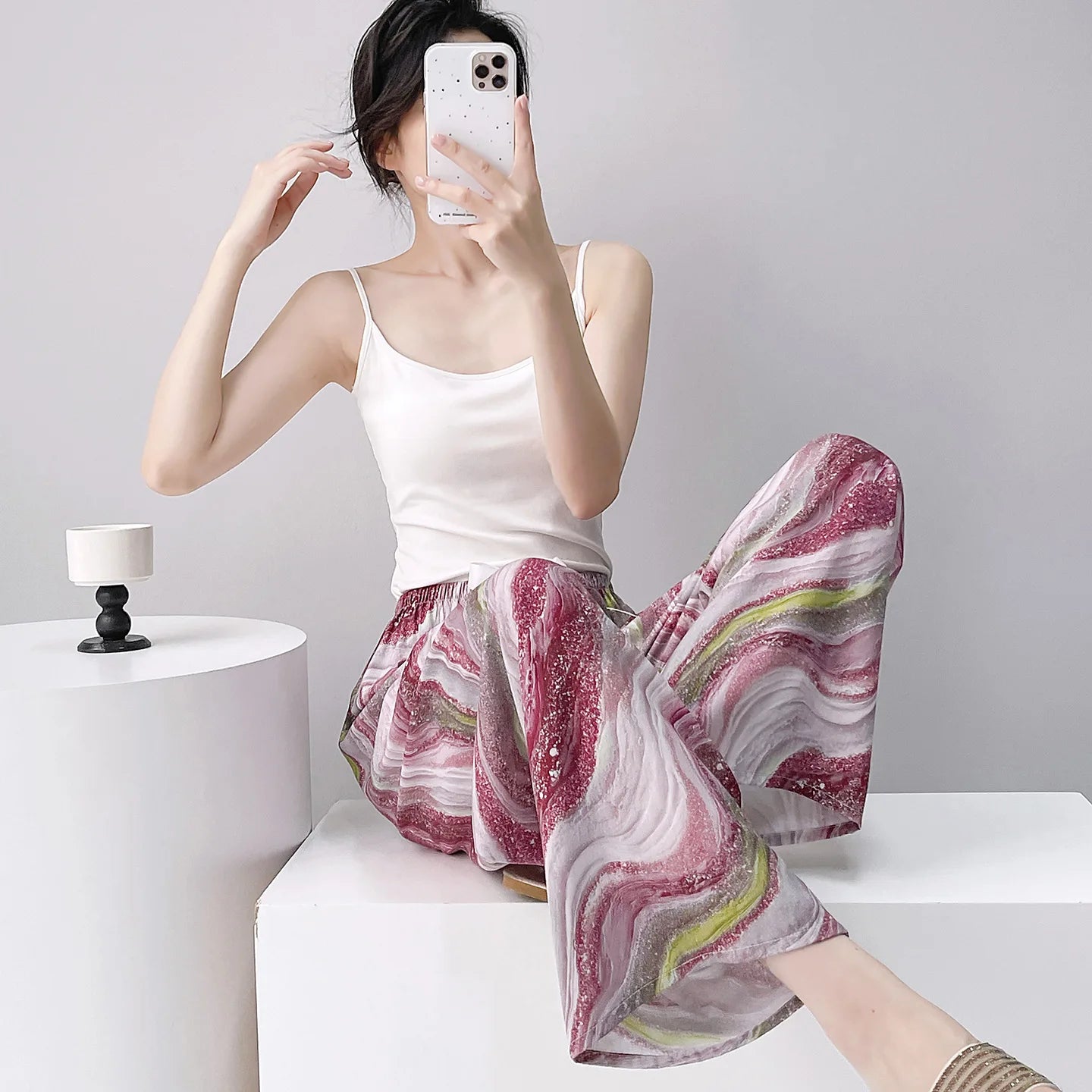 Long Sleeping Pants Summer Women Thin Bottoms Spring Large Size Cartoon Home Wear Pants Pajamas Flower Print Loose Cute Trousers