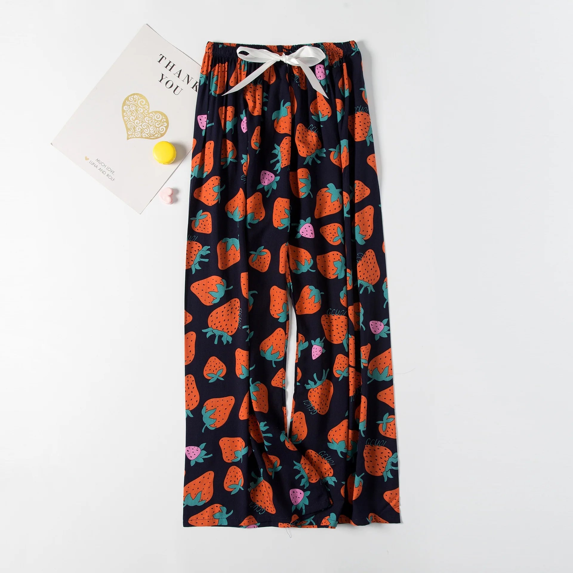 Casual Cute Women Loose Pajama Pants Summer Autumn Lounge Trousers Print Bottoms Stretch Waist Drawstring High Waist Home Pants