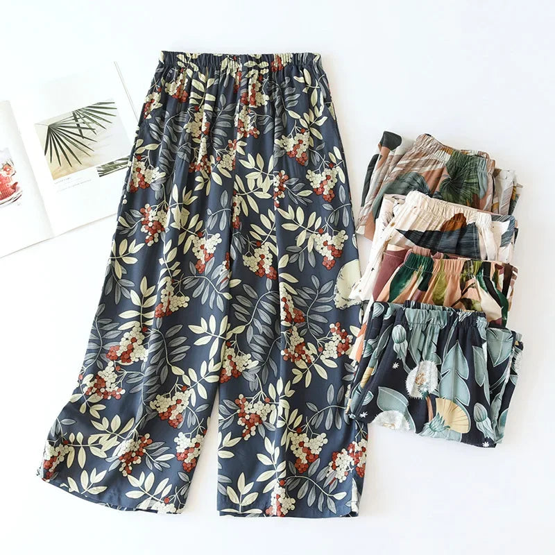 new ladies summer pants thin section soft artificial cotton loose casual home pants can be worn outside