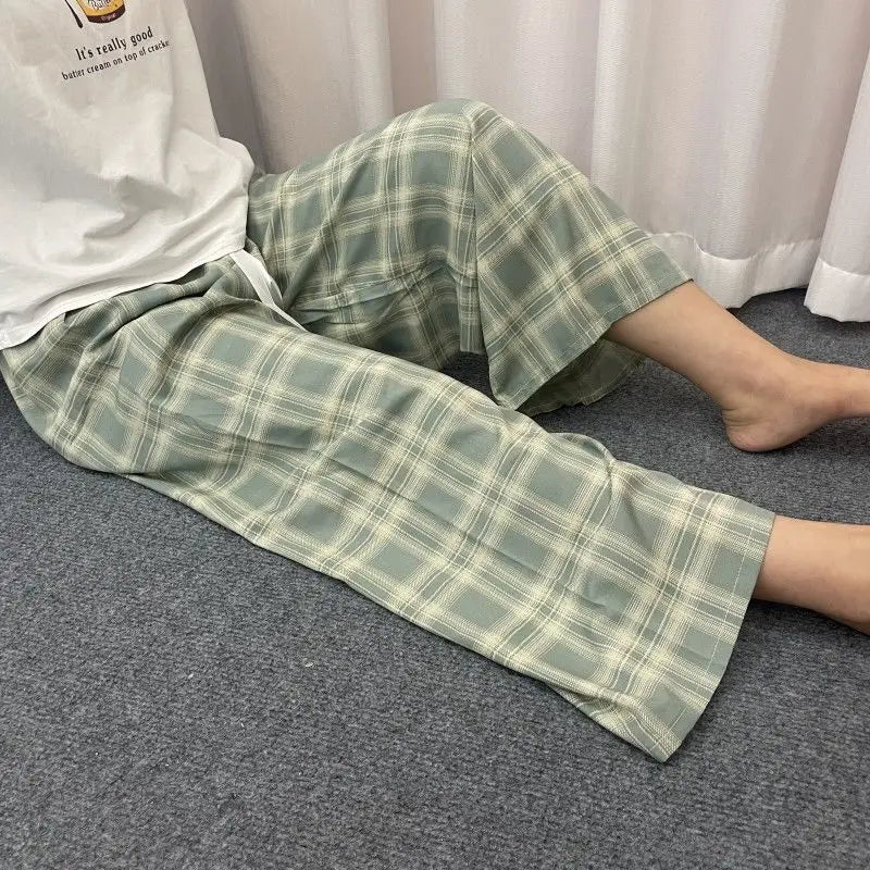 Summer Sleeping Pants Women Thin Bottoms Spring Large Size Home Wear Pants Pajamas Flower Print Loose Cute Beach Trousers
