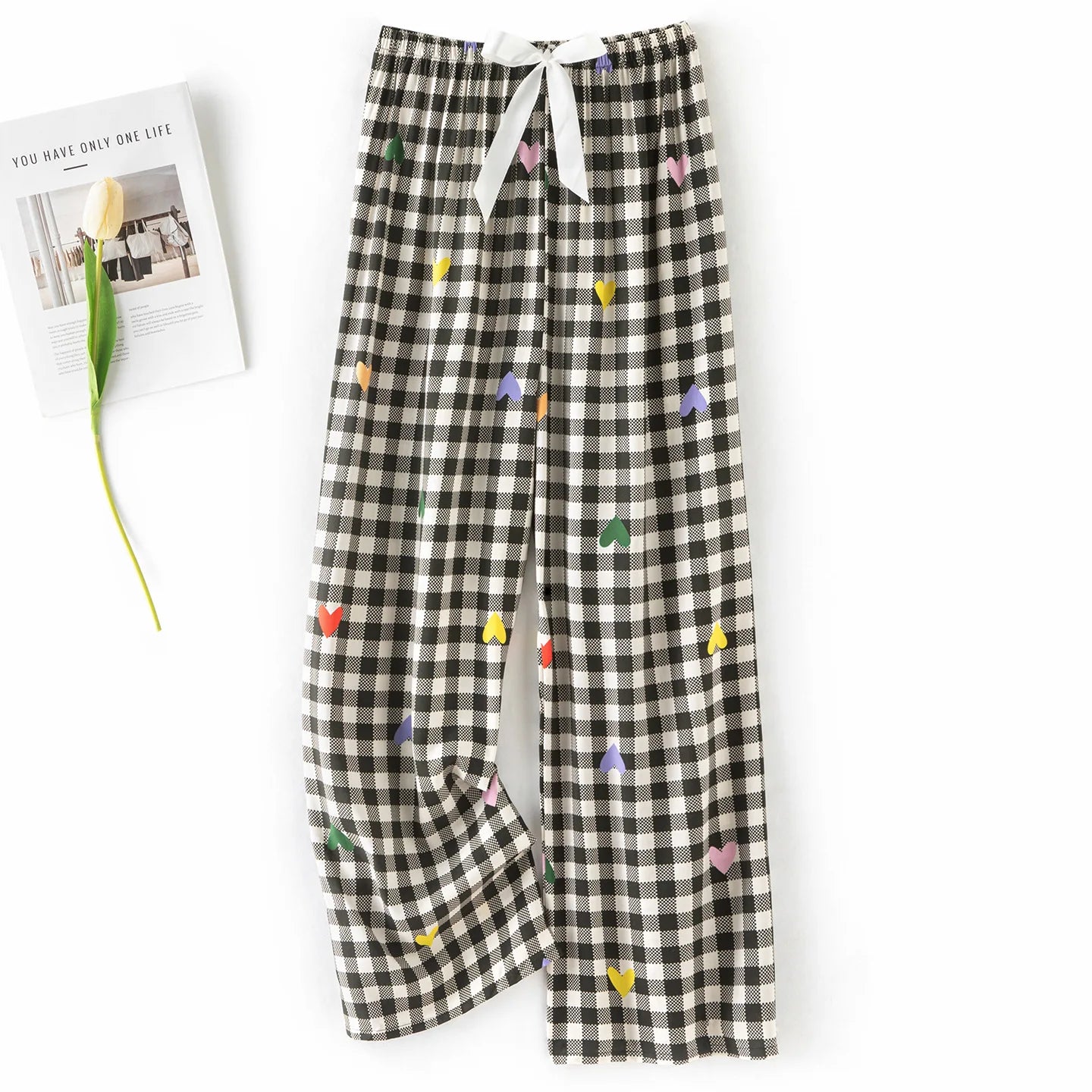Women Casual Autumn Wide Leg Pants Floral Beach Trousers High Waist Boho Ethnic Style Calf Pants Four Season Girls Home Clothes