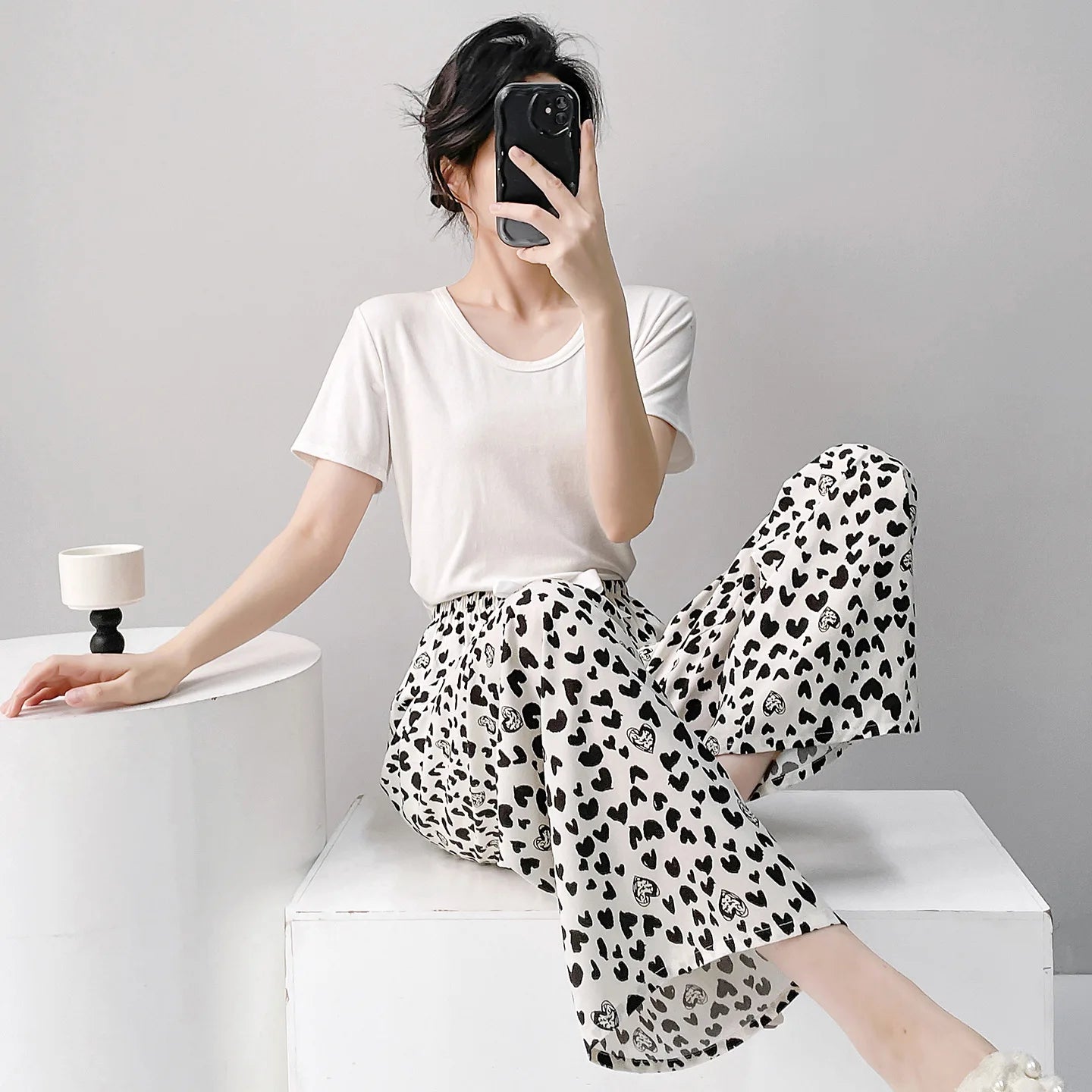 Long Sleeping Pants Summer Women Thin Bottoms Spring Large Size Cartoon Home Wear Pants Pajamas Flower Print Loose Cute Trousers