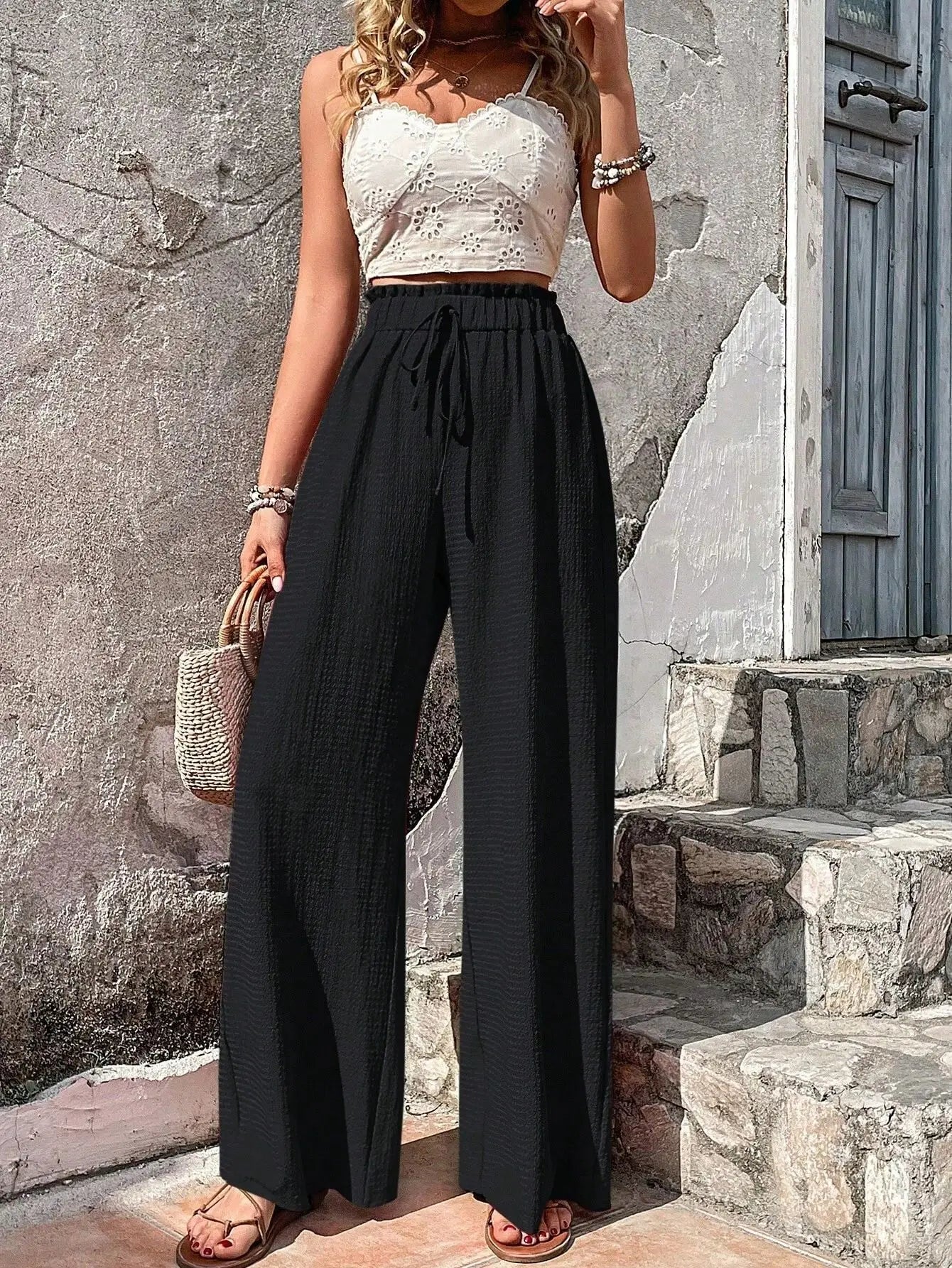 Women's Clothing Wide Leg High Waist Pants Summer New Fashion