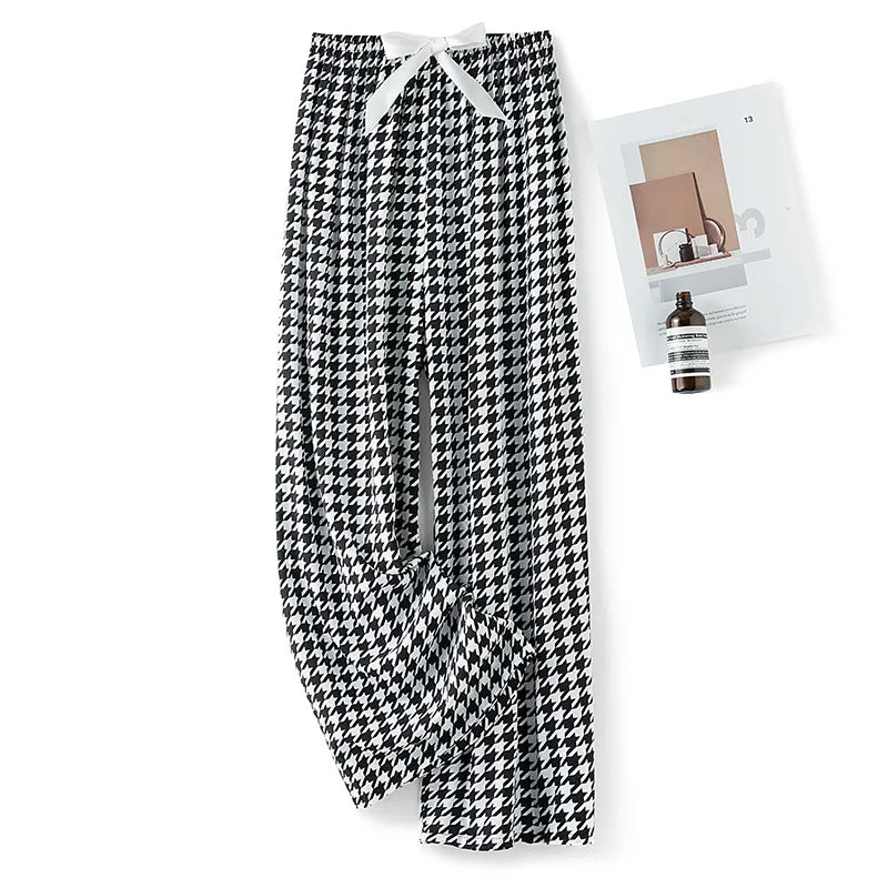 New Ladies Pants Viscose Pajama Sleep Bottoms Thin Loose Large Size Pants Women Pants Home Clothes Loungewear Floral Sleepwear