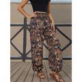 Women's Paisley Print High Waist Harem Pants Loose Casual Beach Palazzo Pants Elastic Cuff Lounge Pants for Summer Vacation