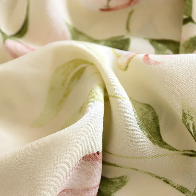 Spring and summer new women's trousers 100% viscose large flowers comfortable pajama pants loose closing home pants plus size