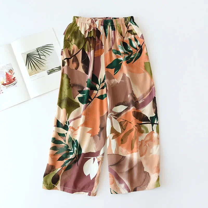 New ladies summer pants thin section soft artificial cotton loose casual loungewear streetwear