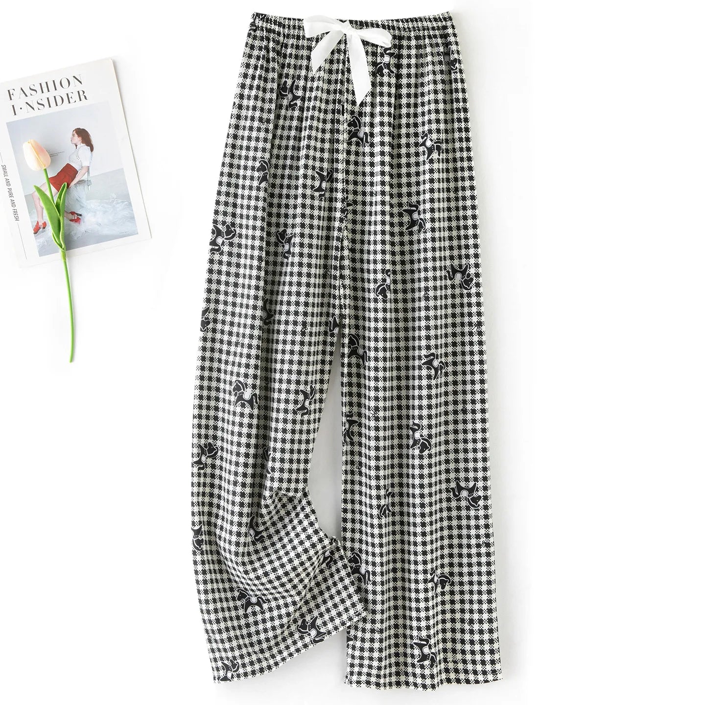 New Ladies Pants Viscose Pajama Sleep Bottoms Thin Loose Large Size Pants Women Pants Home Clothes Loungewear Floral Sleepwear