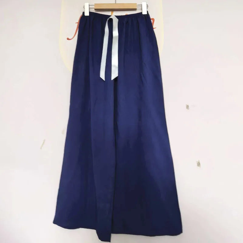 Printed Wide Leg Pants Women Summer Loose Casual Long Trousers Retro Artistic Style Quality Pants Comfortable Cotton Blend