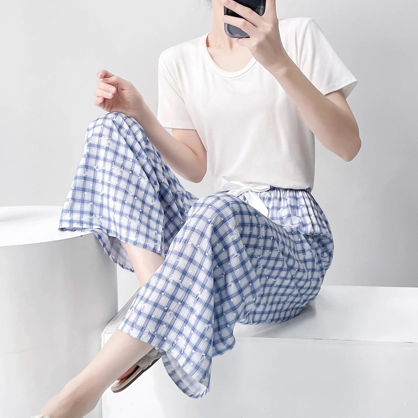 Long Sleeping Pants Summer Women Thin Bottoms Spring Large Size Cartoon Home Wear Pants Pajamas Flower Print Loose Cute Trousers