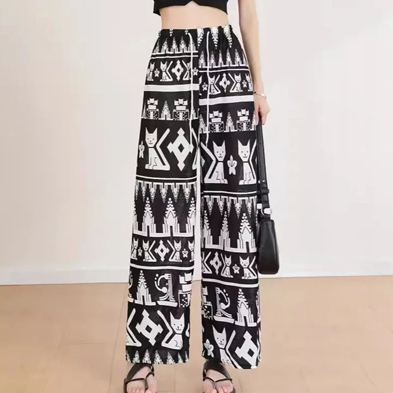 New Cat Wide Leg Pants Casual Pants Women's Trendy Drop Feel Collection Sleepy Pants Pants Home Clothes