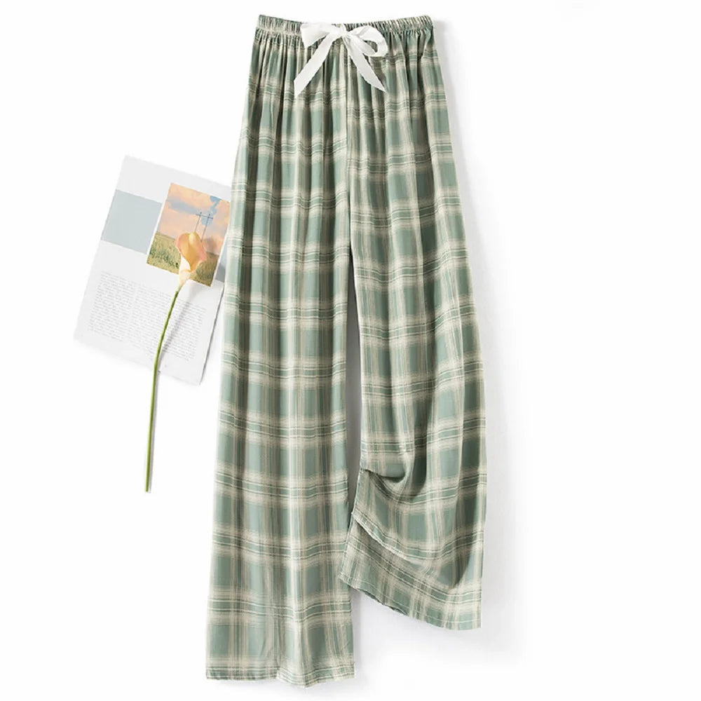 New Ladies Pants Viscose Pajama Sleep Bottoms Thin Loose Large Size Pants Women Pants Home Clothes Loungewear Floral Sleepwear