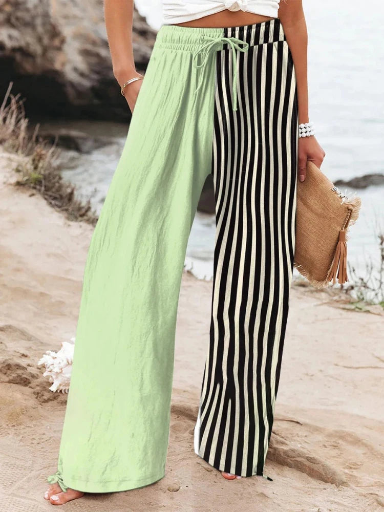 New Women's Drawstring Relaxed-Fit Casual Pants 3D Floral Print Comfortably Chic Wide-Leg Pants