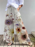 Women's New Floral Print Casual Pants Autumn Casual Fashion Wide-Leg Streetwear Pants Drawstring Design Breathable Long Pants