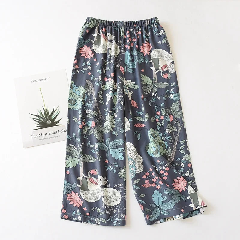 New ladies summer pants thin section soft artificial cotton loose casual loungewear streetwear
