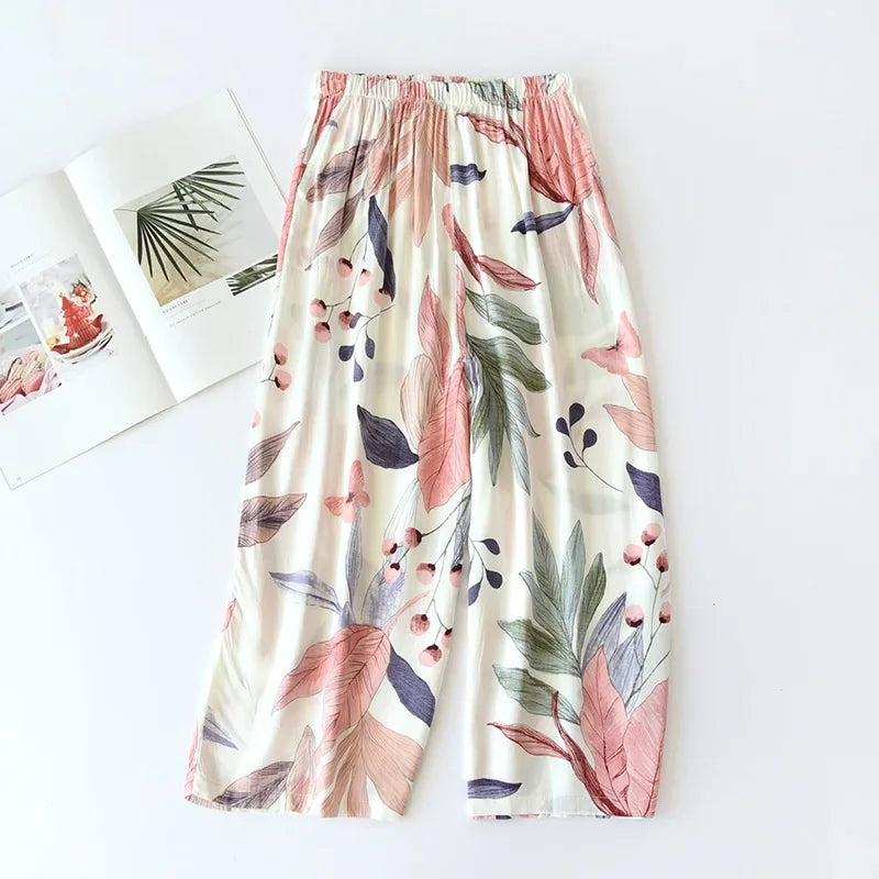 New ladies summer pants thin section soft artificial cotton loose casual loungewear streetwear