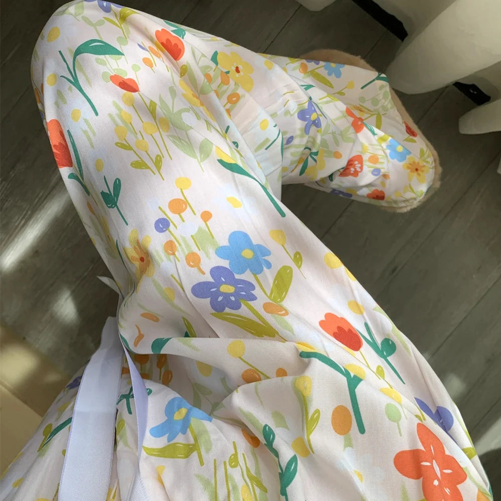 Loungewear Women Summer Pants Thin Bottoms Large Size Home Wear Pants Flower Print Loose Cute Trousers