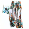 Cute Women Loose Pajama Pants Summer Lounge Trousers Floral Print Casual Stretch Waist Drawstring High Waist Pants Home Pants