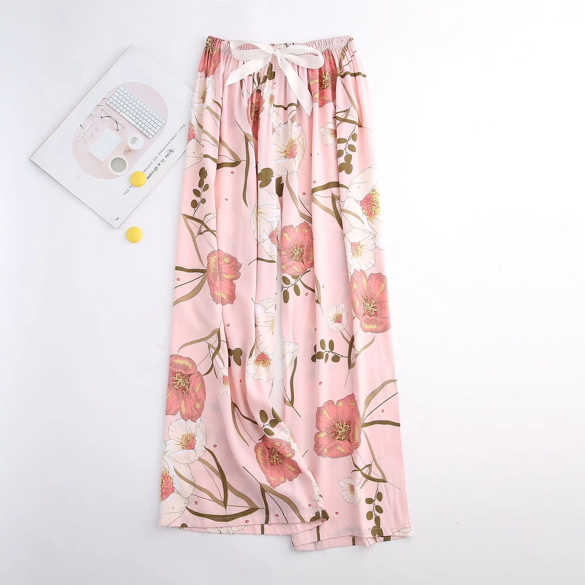 Casual Cute Women Loose Pajama Pants Summer Autumn Lounge Trousers Print Bottoms Stretch Waist Drawstring High Waist Home Pants