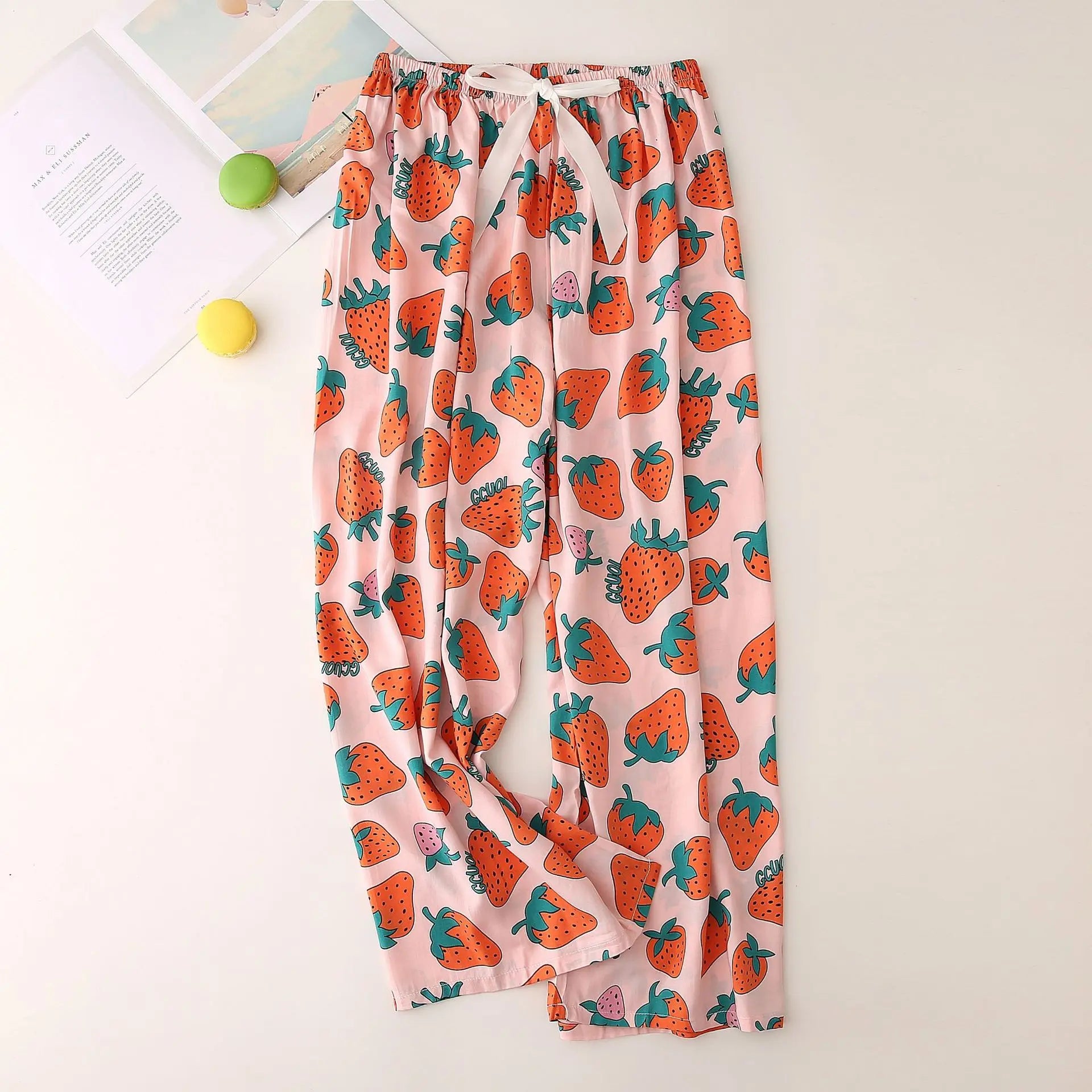 Casual Cute Women Loose Pajama Pants Summer Autumn Lounge Trousers Print Bottoms Stretch Waist Drawstring High Waist Home Pants