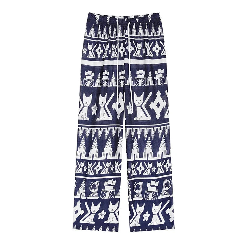 New Cat Wide Leg Pants Casual Pants Women's Trendy Drop Feel Collection Sleepy Pants Pants Home Clothes