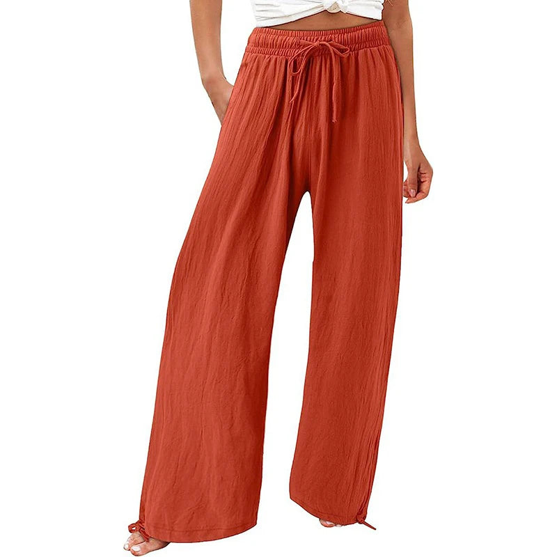 New Women's Drawstring Relaxed-Fit Casual Pants 3D Floral Print Comfortably Chic Wide-Leg Pants