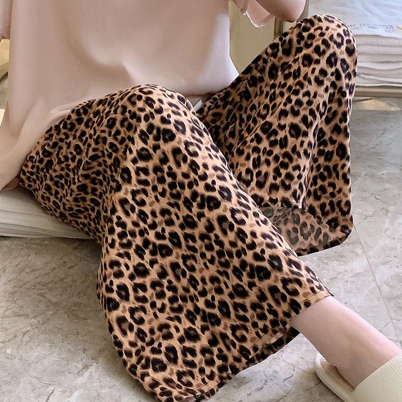 Loungewear Women Summer Pants Thin Bottoms Large Size Home Wear Pants Flower Print Loose Cute Trousers