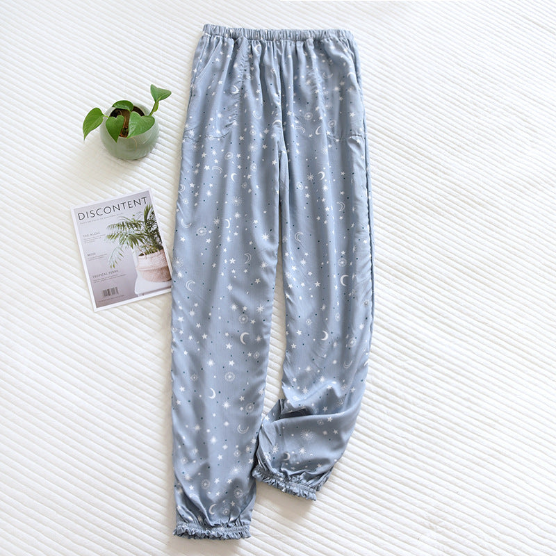 Spring and summer new women's trousers 100% viscose large flowers comfortable pajama pants loose closing home pants plus size