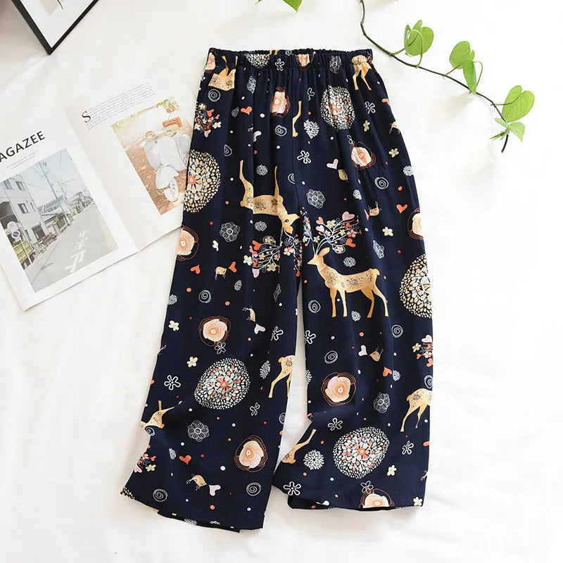 New ladies summer pants thin section soft artificial cotton loose casual loungewear streetwear