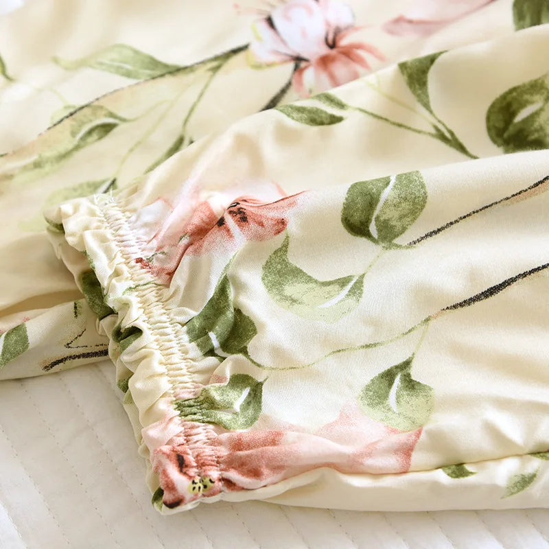 Spring and summer new women's trousers 100% viscose large flowers comfortable pajama pants loose closing home pants plus size