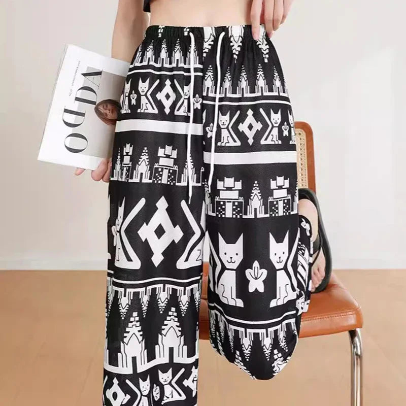 New Cat Wide Leg Pants Casual Pants Women's Trendy Drop Feel Collection Sleepy Pants Pants Home Clothes