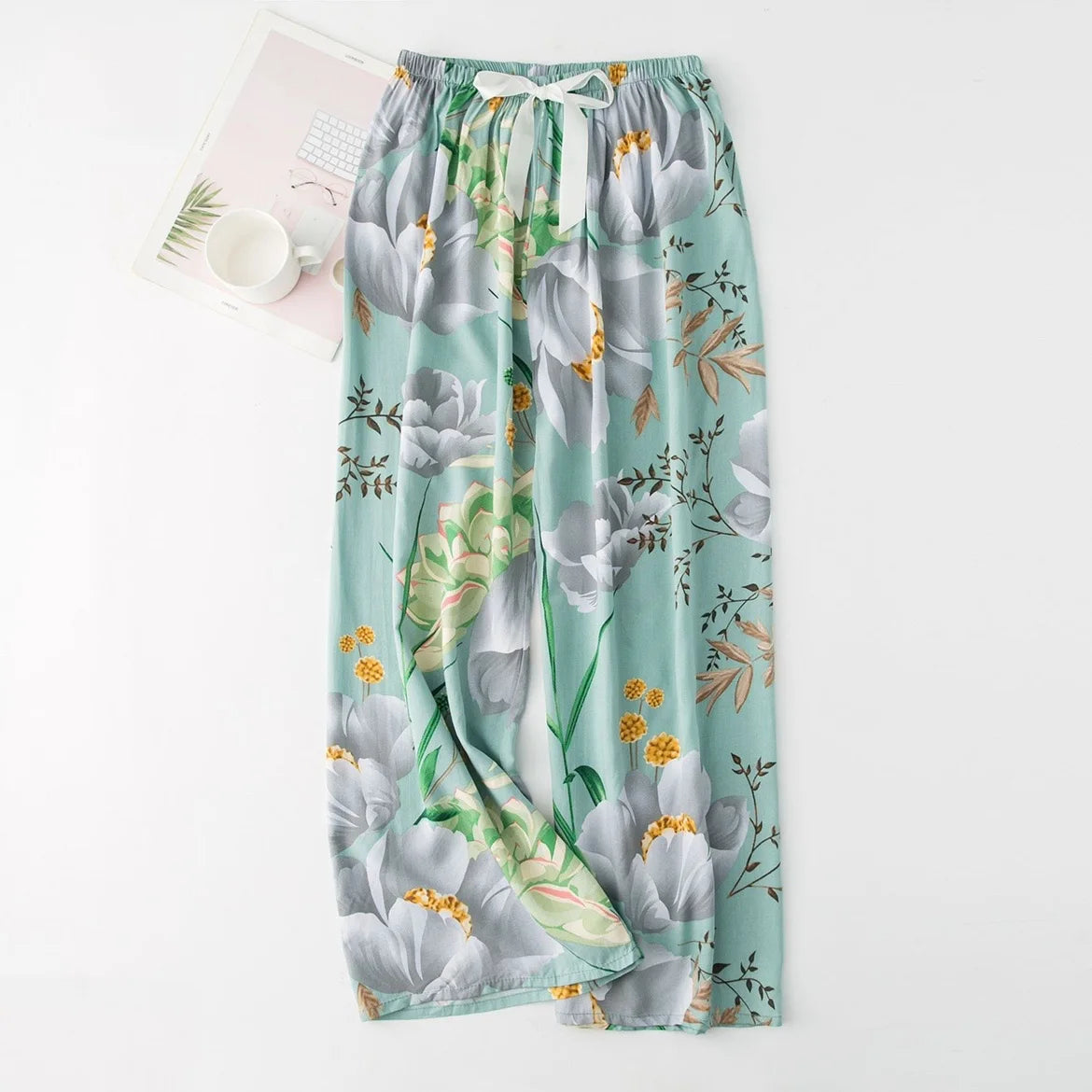 Casual Cute Women Loose Pajama Pants Summer Autumn Lounge Trousers Print Bottoms Stretch Waist Drawstring High Waist Home Pants