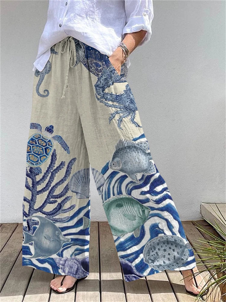 Women's Loose-Fit Casual Outdoor Streetwear Wide-Leg Pants With 3D Floral Print Stylish And Versatile Everyday Casual Pants