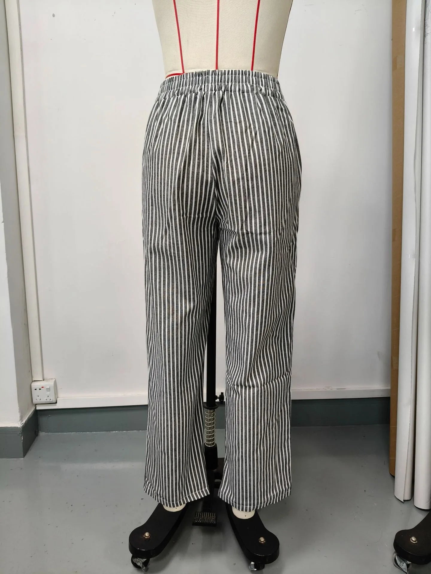 Women's Summer New Loose Stripe Printed Elastic Waist Drawstring Casual Pants